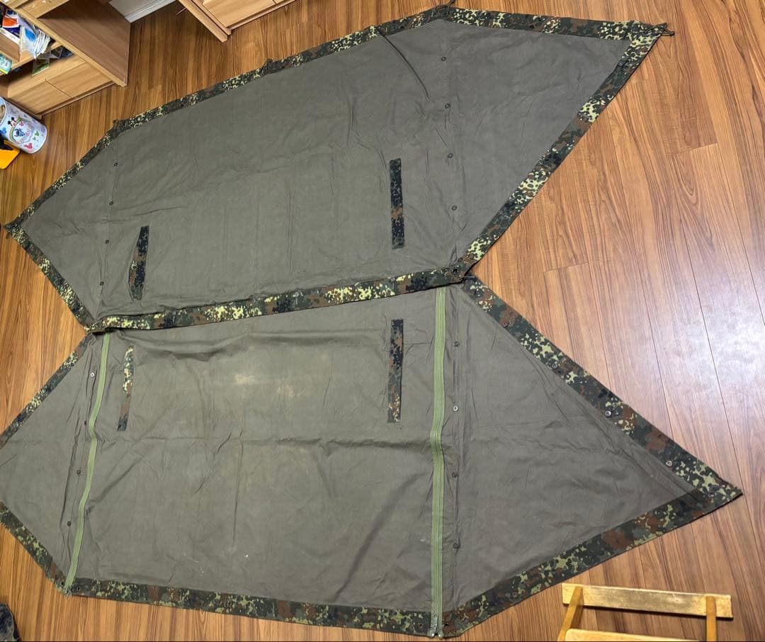 【美品】ドイツ軍幕2枚　YKKジッパー加工　フレクターカモ