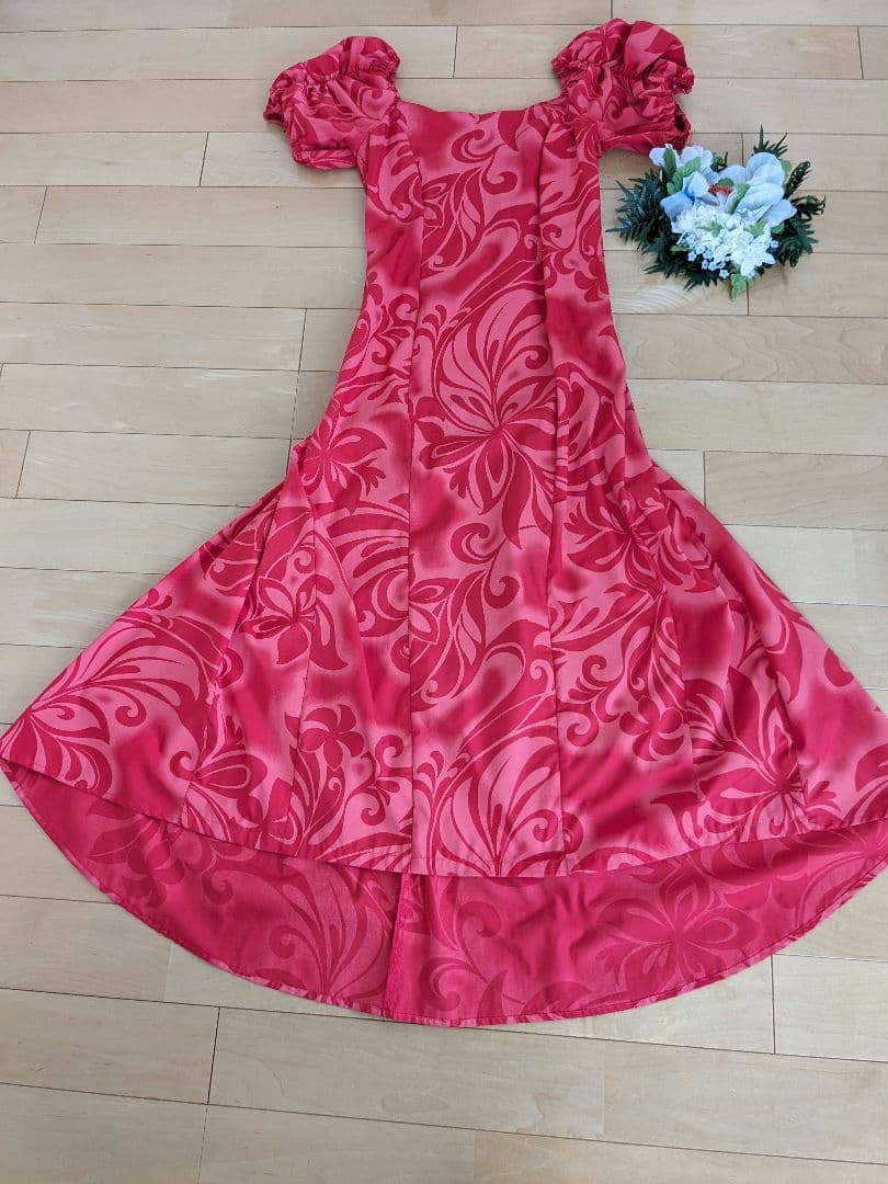✨美品✨ ハワイアン ドレス フラダンス ムームー 赤