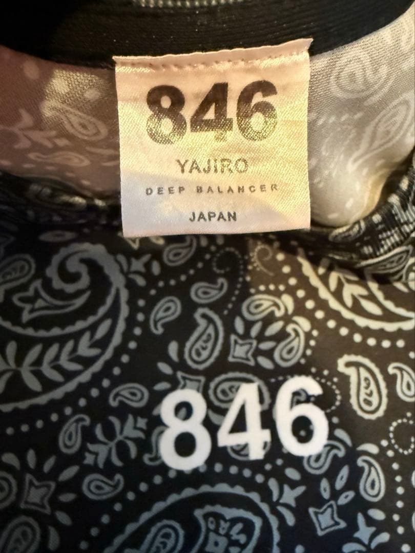 846 ペイズリー　Tシャツ　YAJIRO L モノクロ　総柄