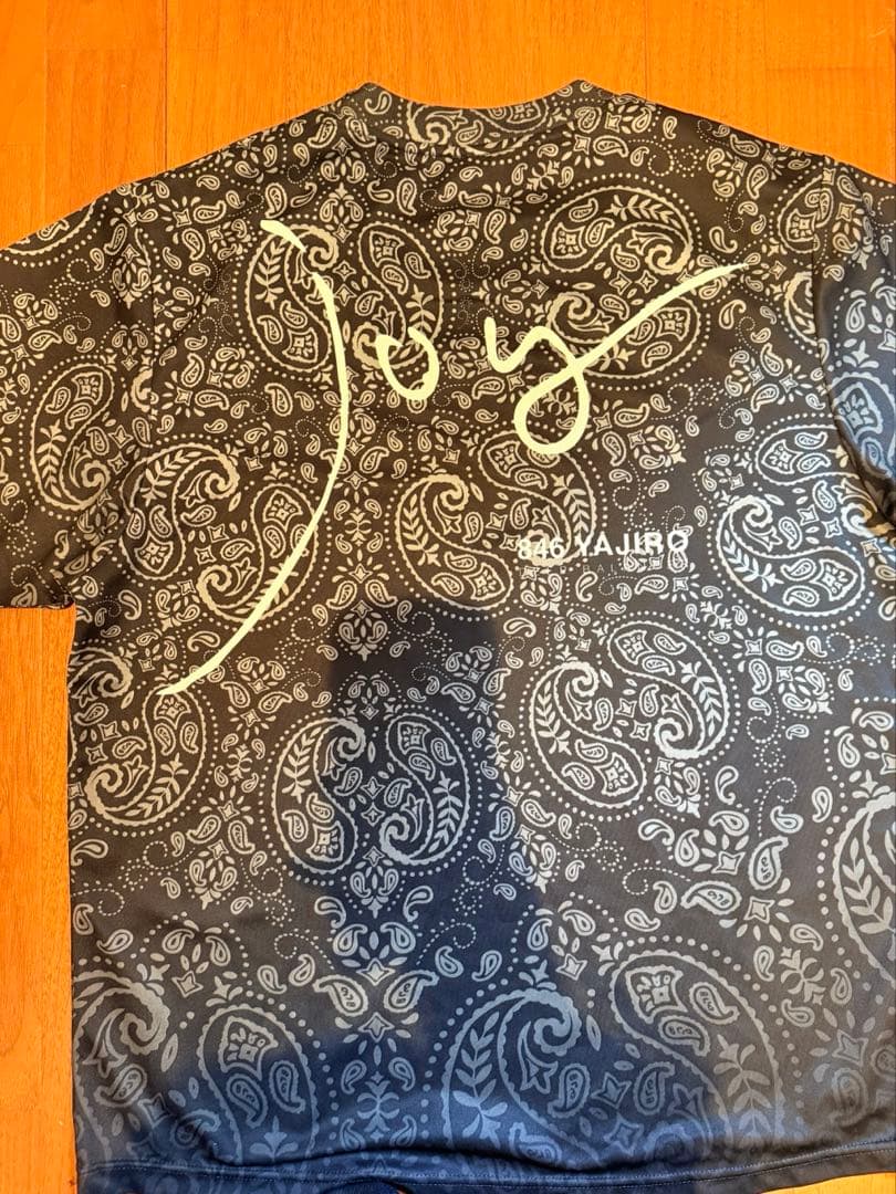 846 ペイズリー　Tシャツ　YAJIRO L モノクロ　総柄