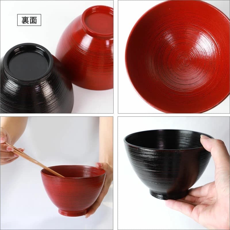 【新品未使用！天然木製 大汁椀4客 漆塗り】