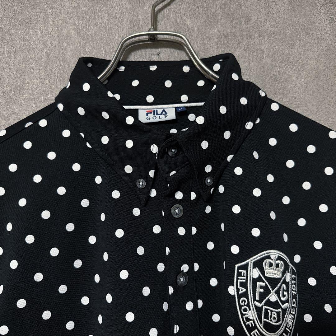 FILA GOLF フィラゴルフ ドット柄 長袖 ポロシャツ ブラック LL