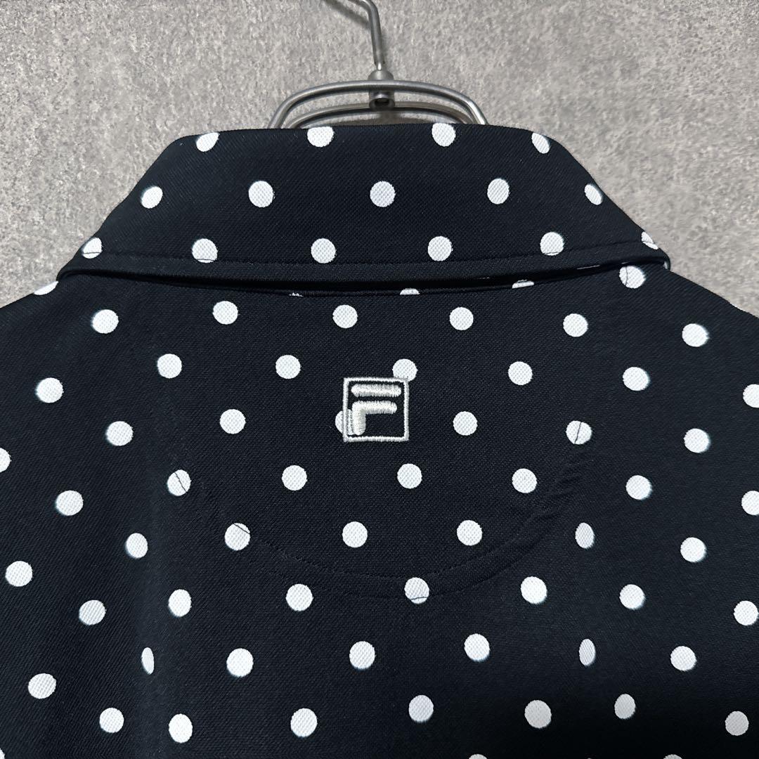 FILA GOLF フィラゴルフ ドット柄 長袖 ポロシャツ ブラック LL
