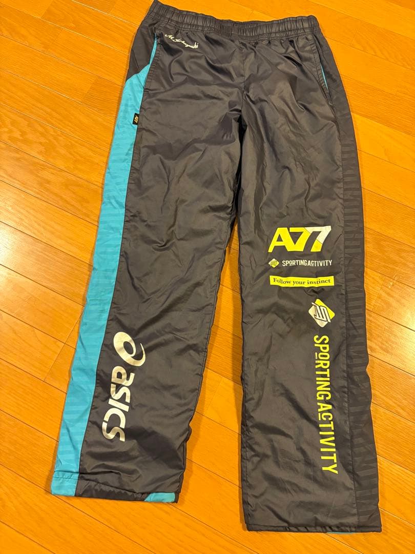 アシックス　A77 メンズ　ウィンドブレーカー ブルーとネイビーツートン　上下