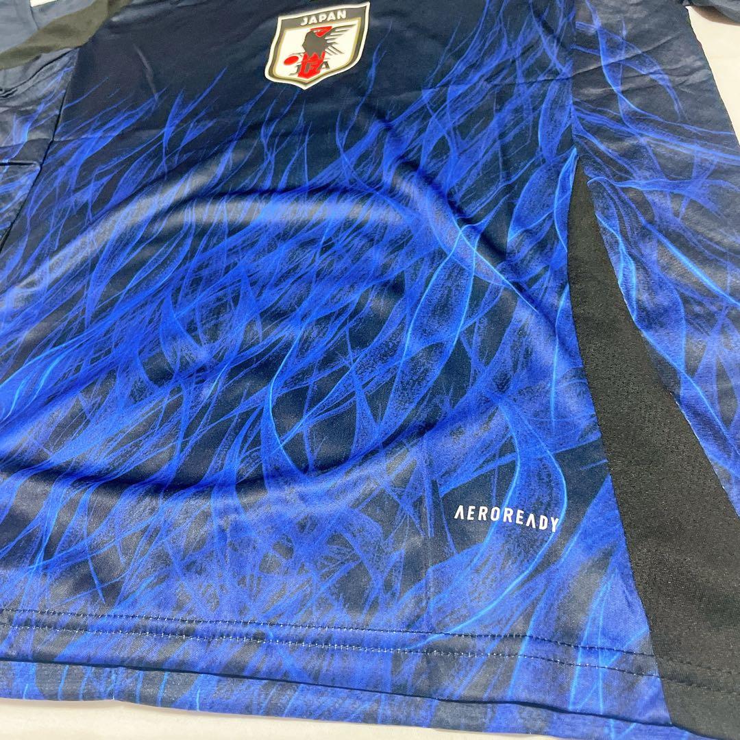 メンズ サッカーユニホーム日本代表ジャージ素材 青い炎グラデーションM タグ付き