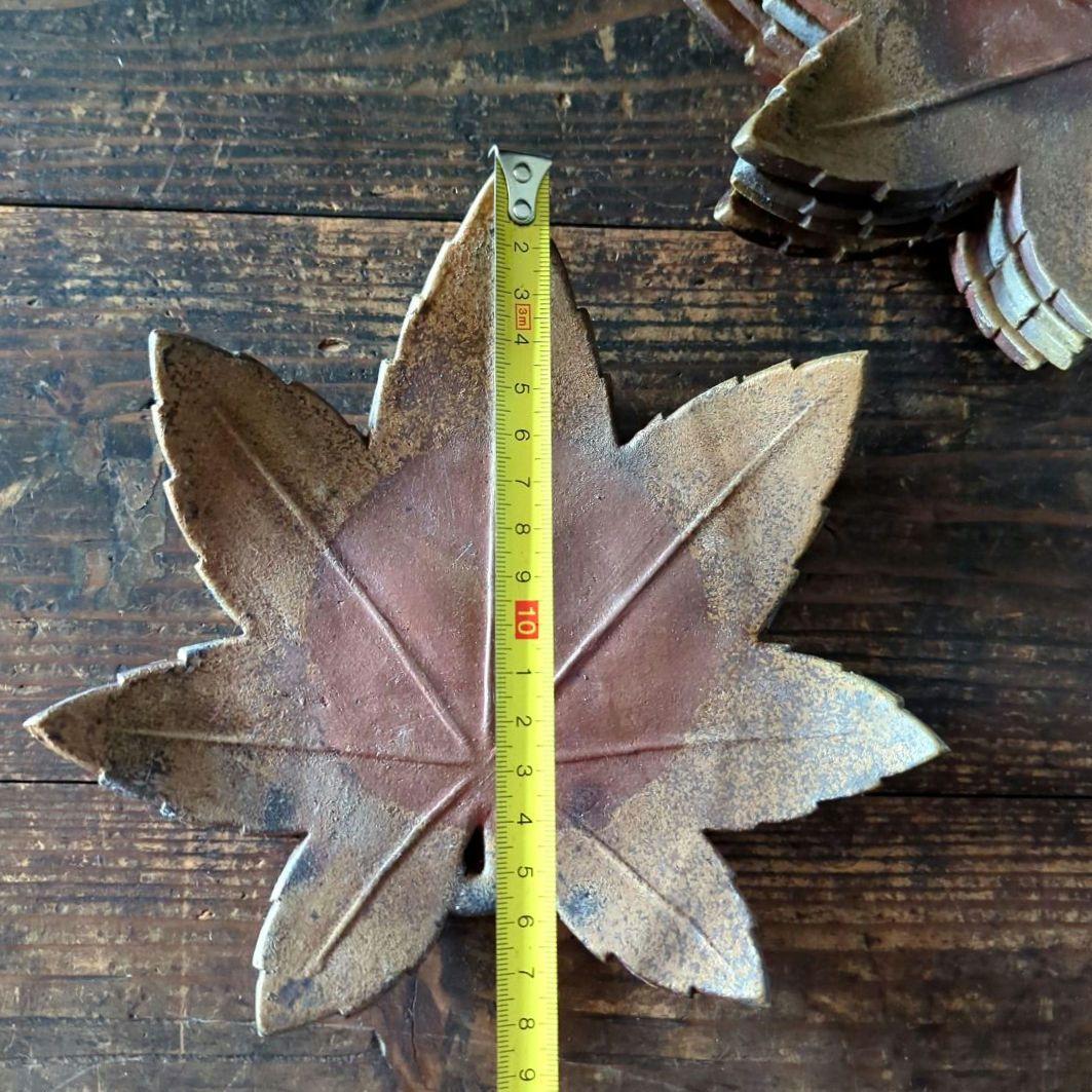 骨董品　陶芸　茶道具　備前焼　藤原陶臣　向付　料亭　割烹　紅葉銘々皿　葉皿　5枚