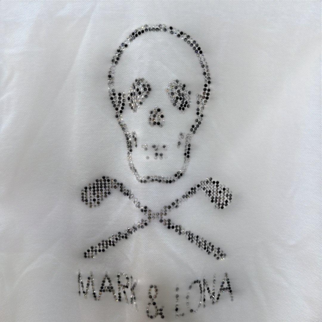 MARK & LONA ラインストーンラメ入りホワイトポロシャツ