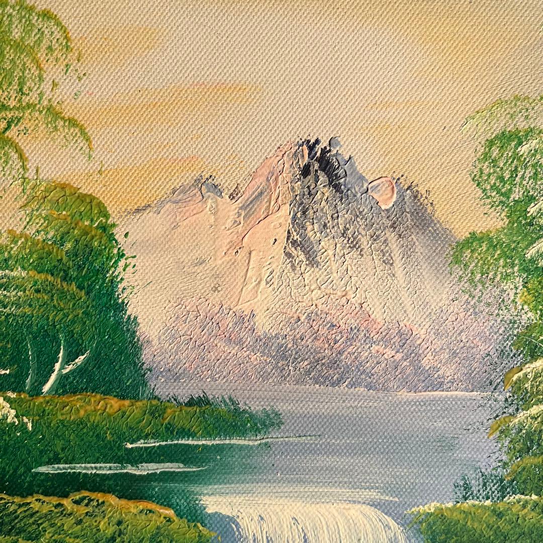 手書き油絵 山河 額付 肉筆絵画 インテリア 油彩画
