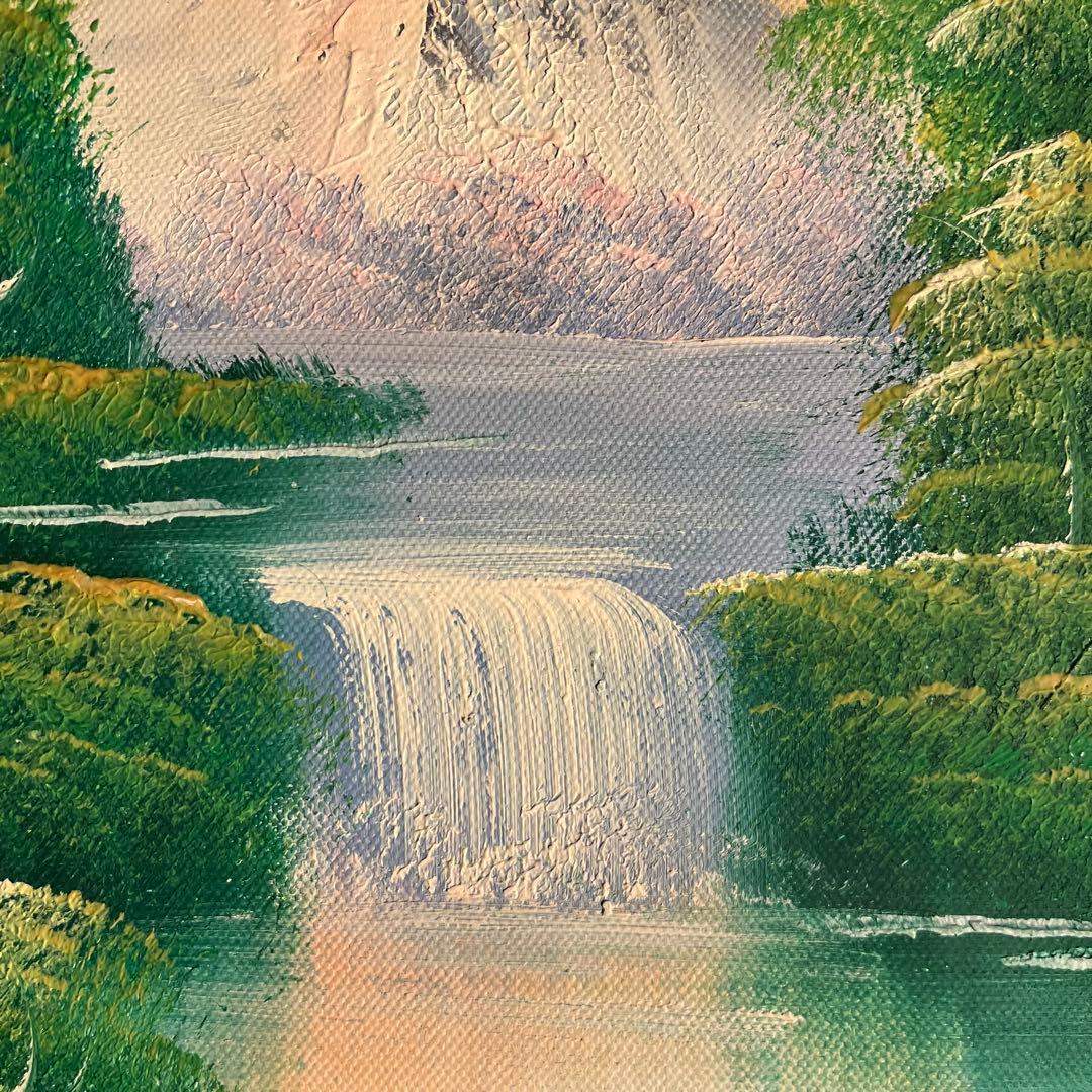 手書き油絵 山河 額付 肉筆絵画 インテリア 油彩画