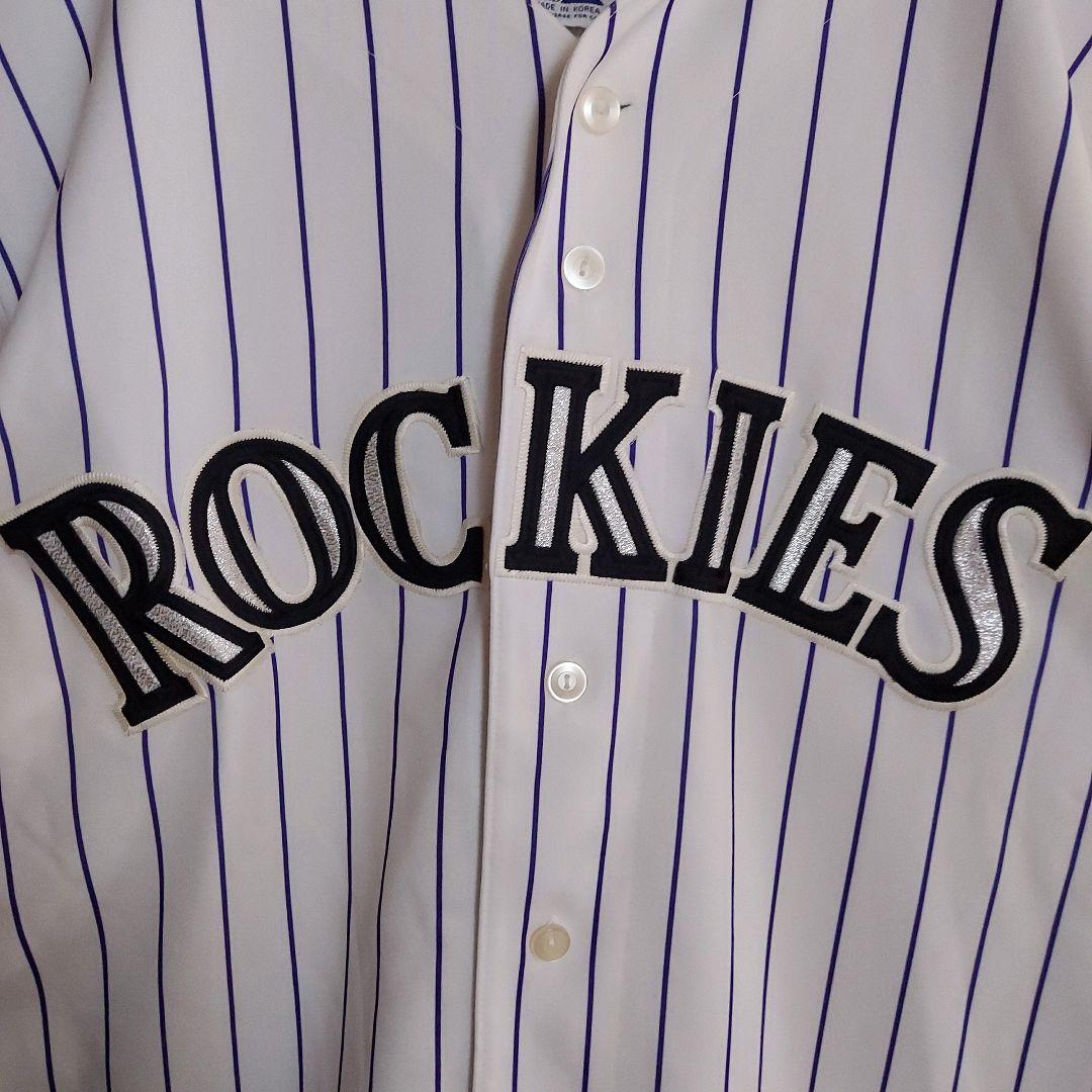 【MLB】マジェスティック ロッキーズ 刺繍 ユニフォーム XL 白