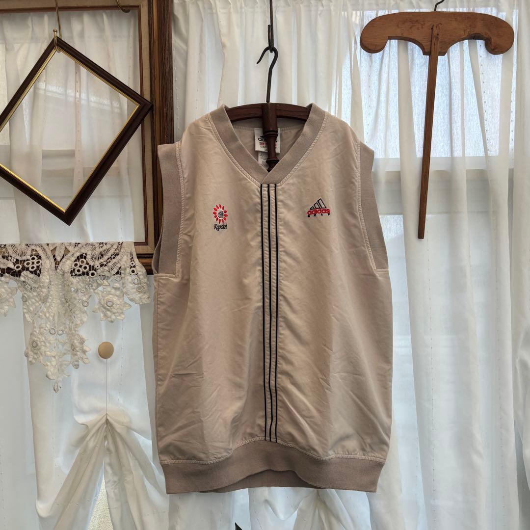 希少 90s万国旗タグ adidas ナイロンベスト 刺繍 ロゴ y2k テック
