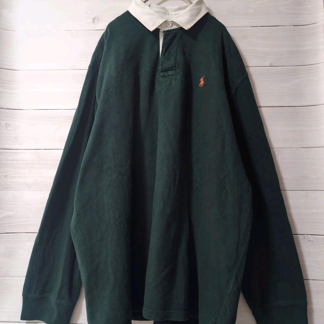 90Ｓ古着ぽろラルフローレンラガーシャツ刺繍ロゴ長袖Ｔ