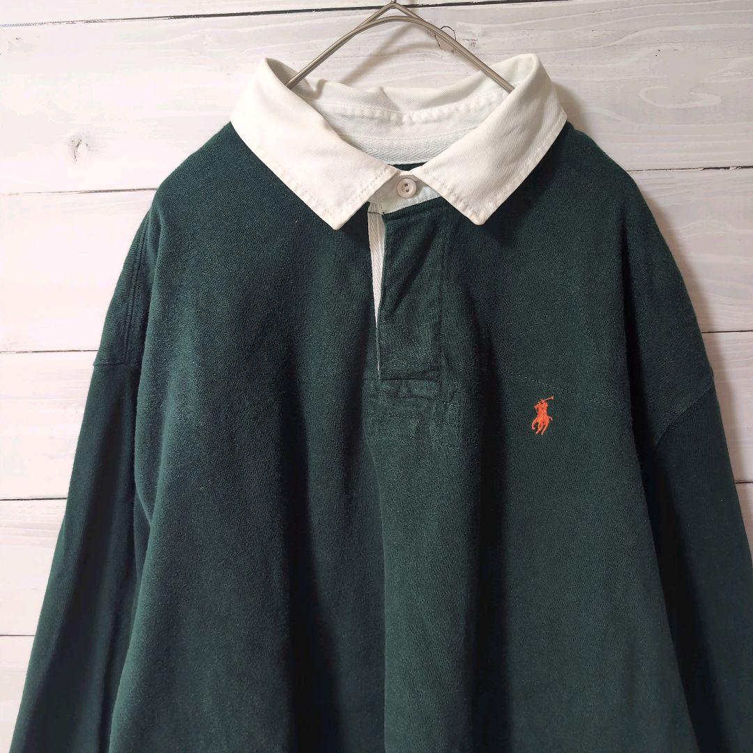 90Ｓ古着ぽろラルフローレンラガーシャツ刺繍ロゴ長袖Ｔ