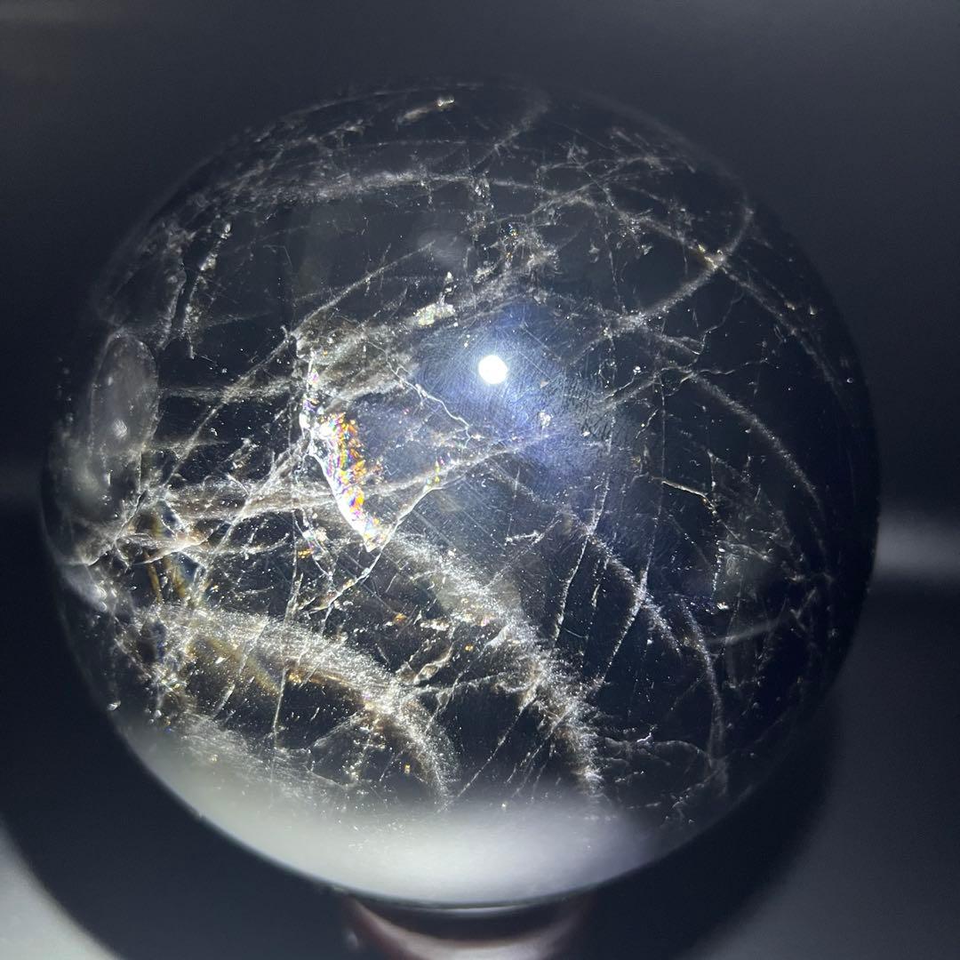 ✮極みの逸品✮✨漆黒玉超ハイパワー 黒水晶✨スターモリオン 黒水晶 丸玉 天然石
