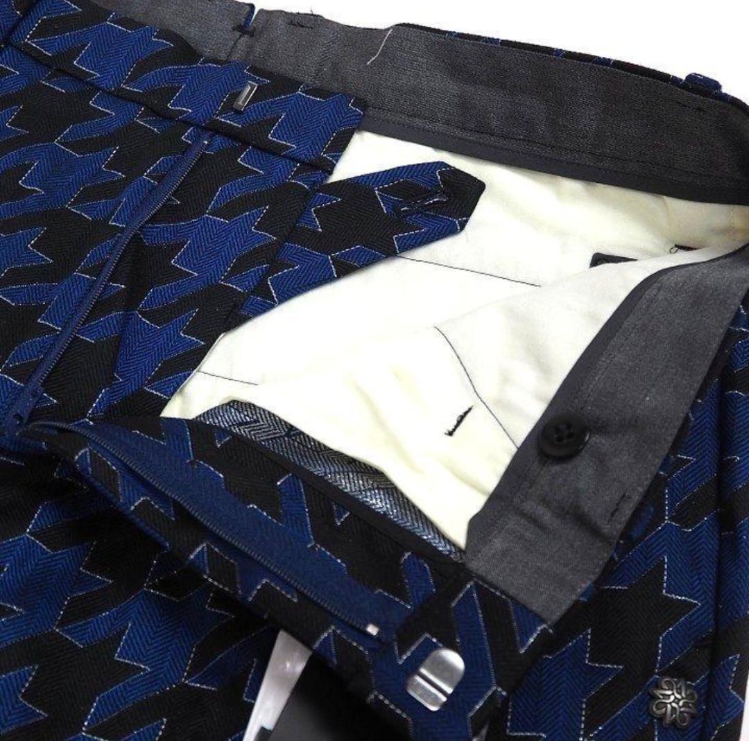 新品 セントアンドリュース ラメジャガード パンツ 定価39600円 青3L