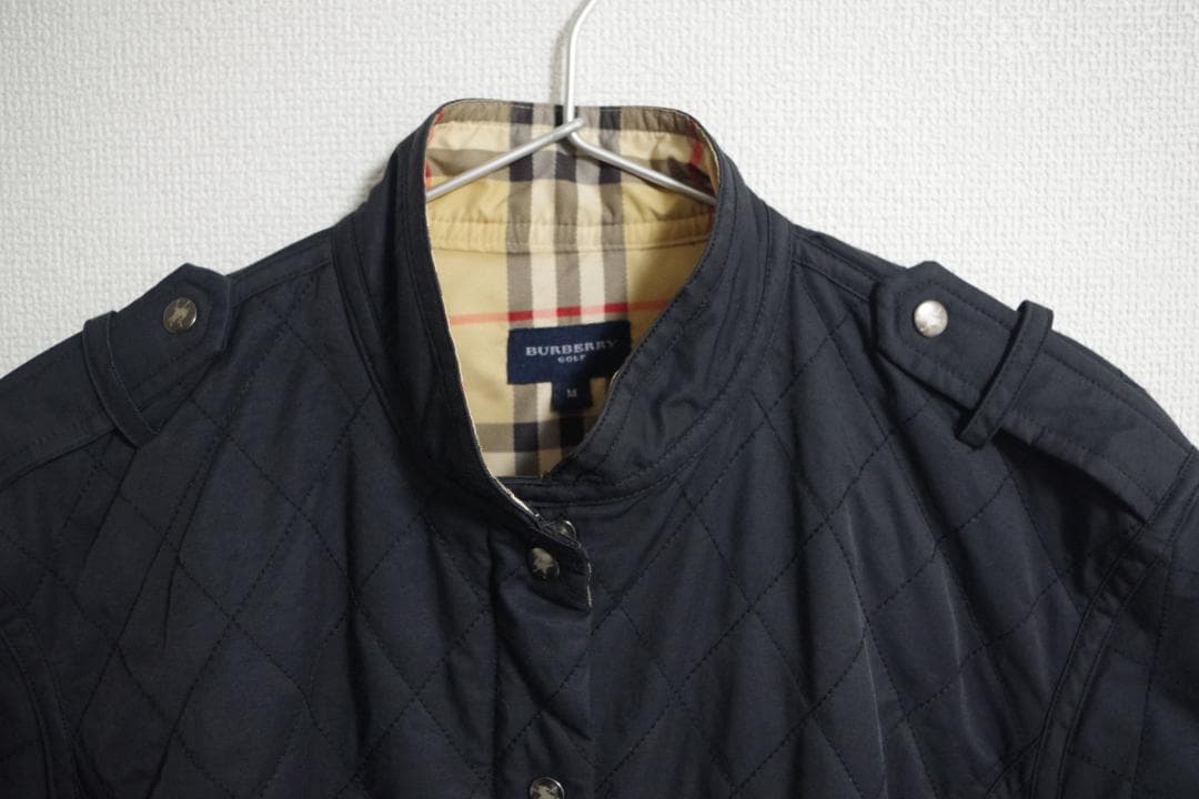 【美品】BURBERRY ネイビー キルティングジャケット M ノバチェック
