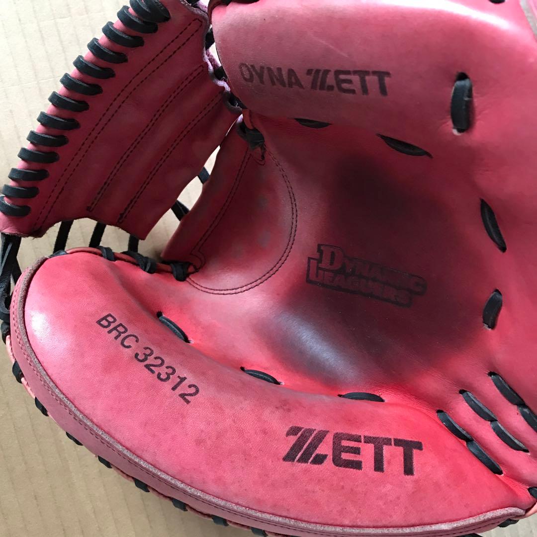 【本日限定セール❗️】ZETT 野球グローブ　キャッチャーミット　右用　赤　日本製