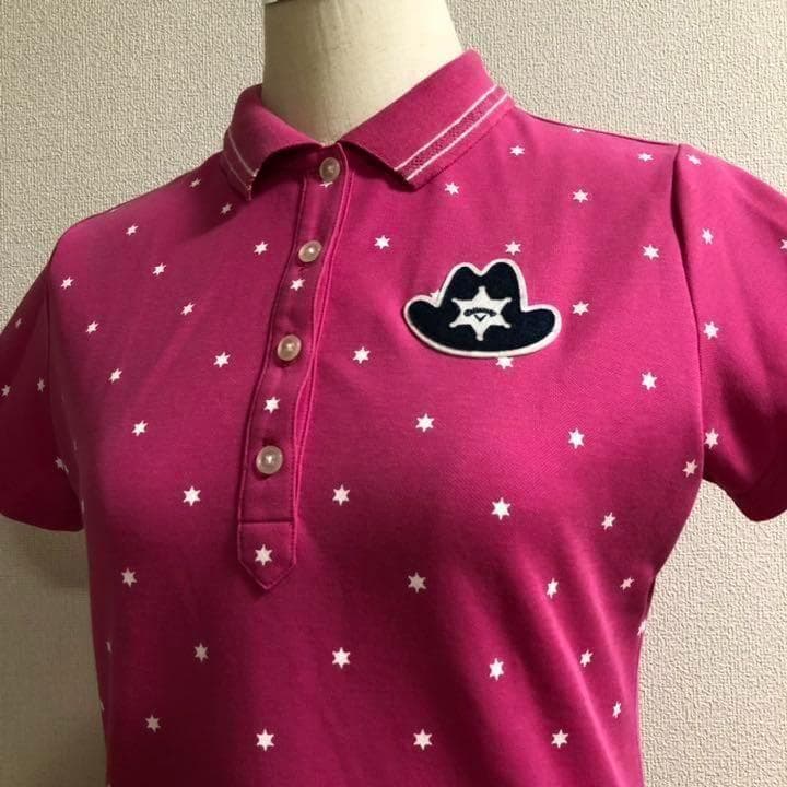 キャロウェイ 半袖 ポロシャツ ピンク スター総柄 LLサイズ