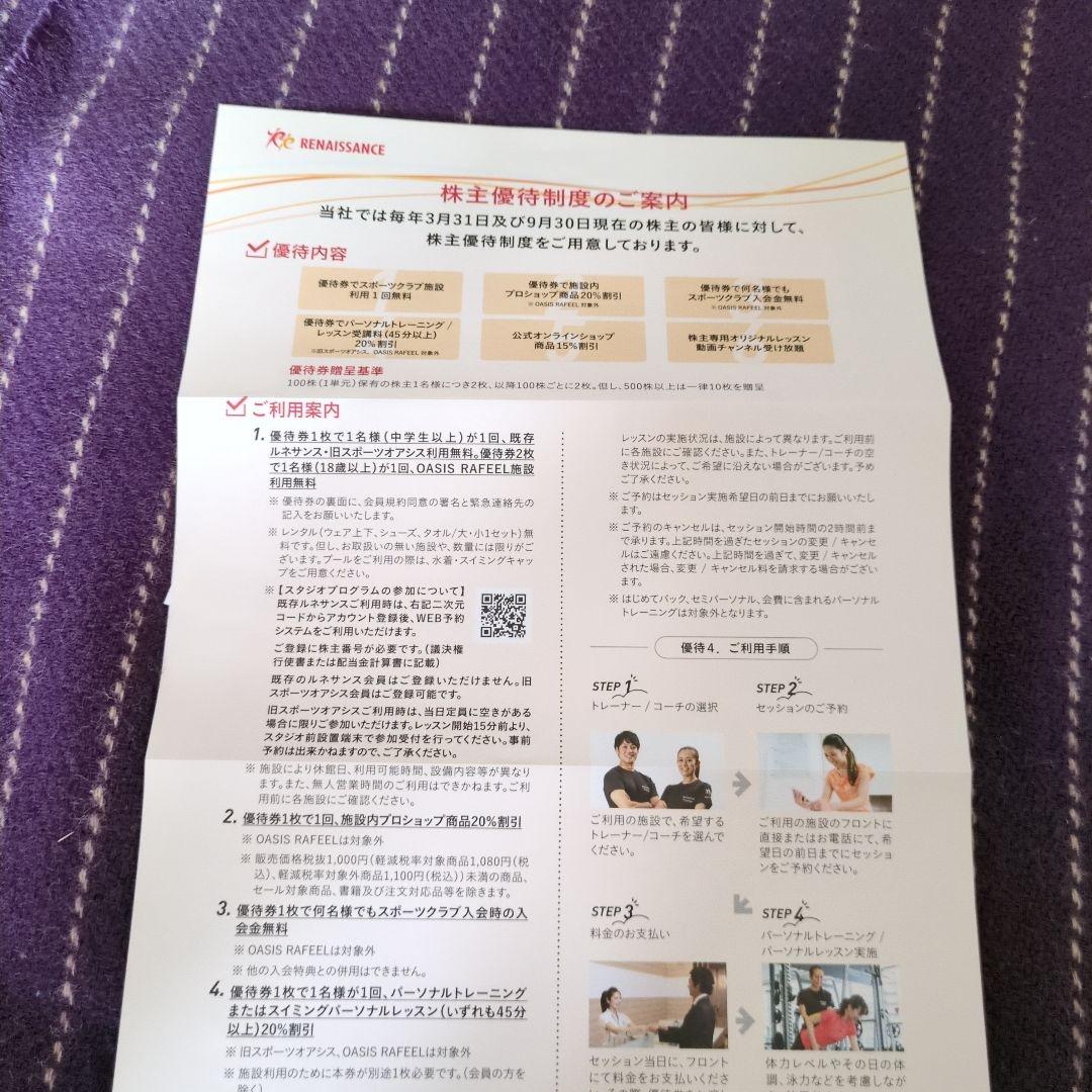 RENASSANCE 株主優待券 2025年12月まで