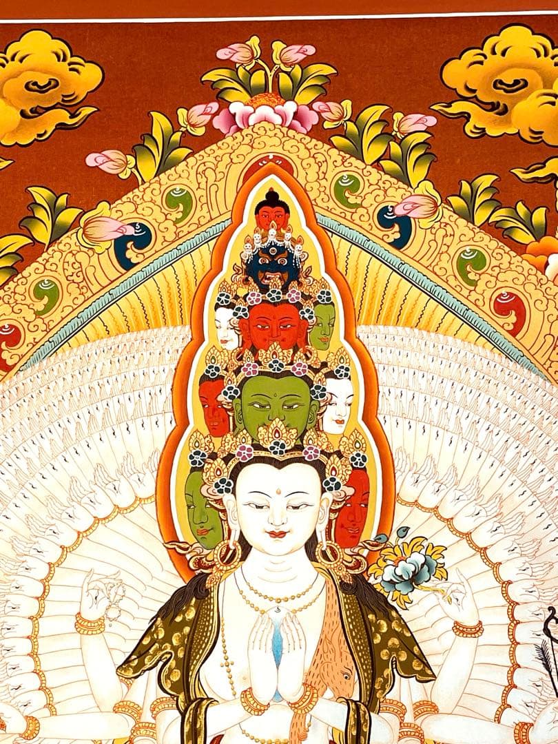 本金使用 チベット密教 十一面観音 千手観音 曼陀羅 手描き 至宝 レア 新品