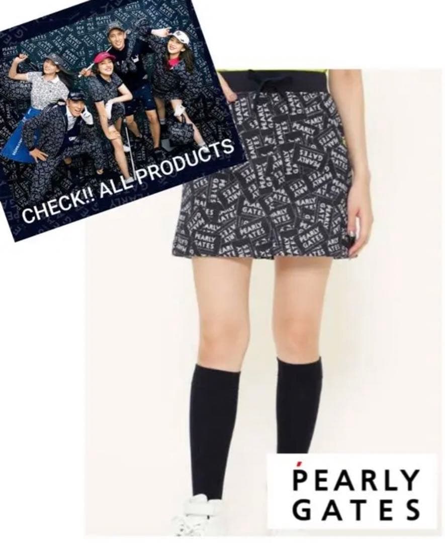 パーリーゲイツ ステッカー柄◆微裏起毛台形スカート 新品❣️SALE❣️正規品