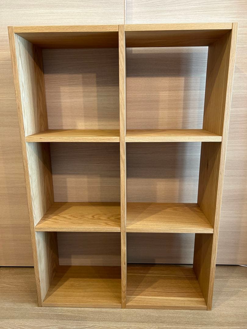 【送料込美品】MUJIスタッキングシェルフセット ３段×2列 オーク材