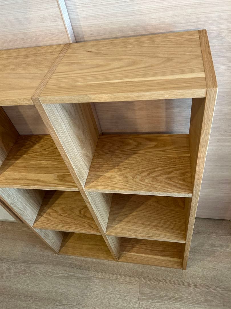 【送料込美品】MUJIスタッキングシェルフセット ３段×2列 オーク材
