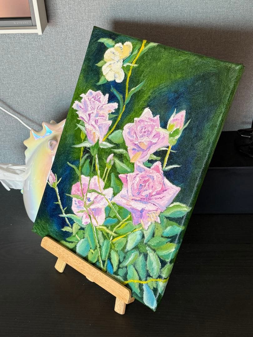 「ピンクロース」　手描き　油絵　風景画　原画　油彩画