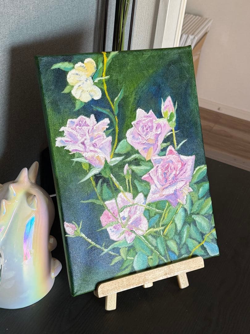 「ピンクロース」　手描き　油絵　風景画　原画　油彩画