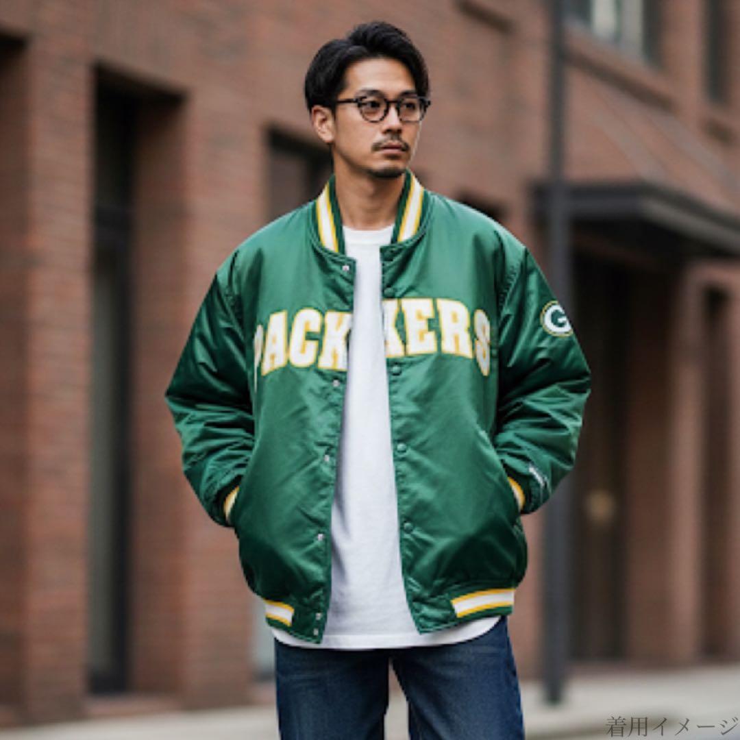 希少★NFL PACKERS ボタン式 スタジャン ボンバージャケット ロゴ刺繍
