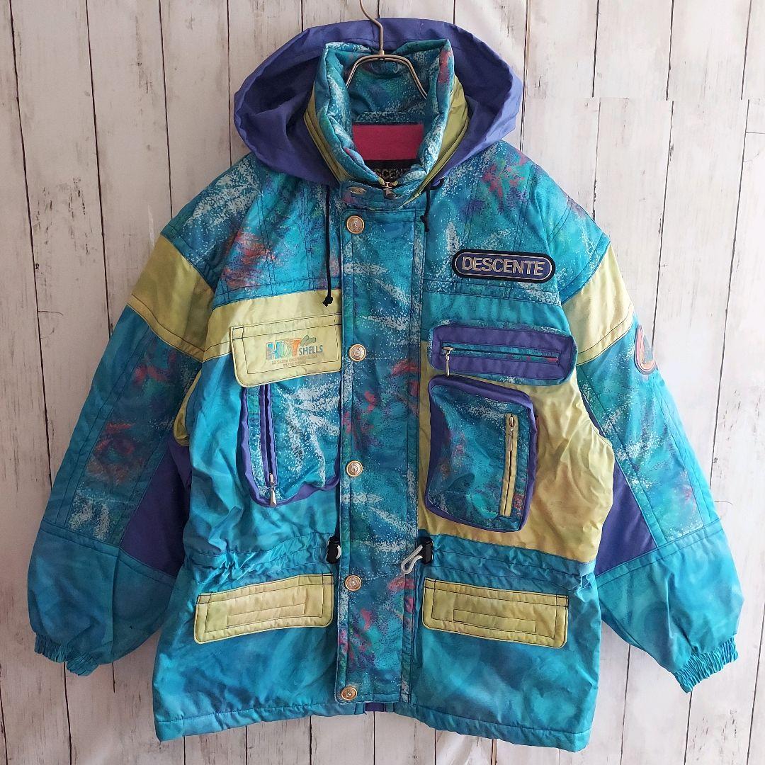 【DESCENTE】デサント スキーウェア 上下セット XL相当 青