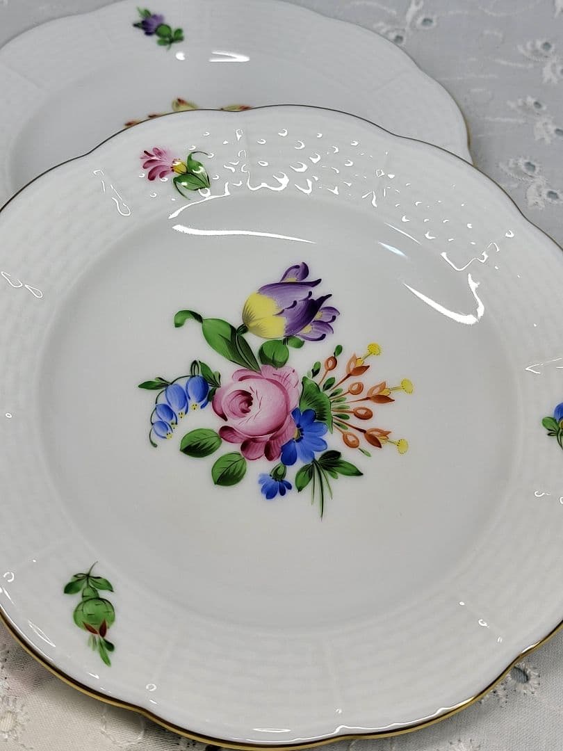 未使用✨ヘレンド フラワーブーケ ミニプレート 小皿 薔薇 チューリップ 花2枚