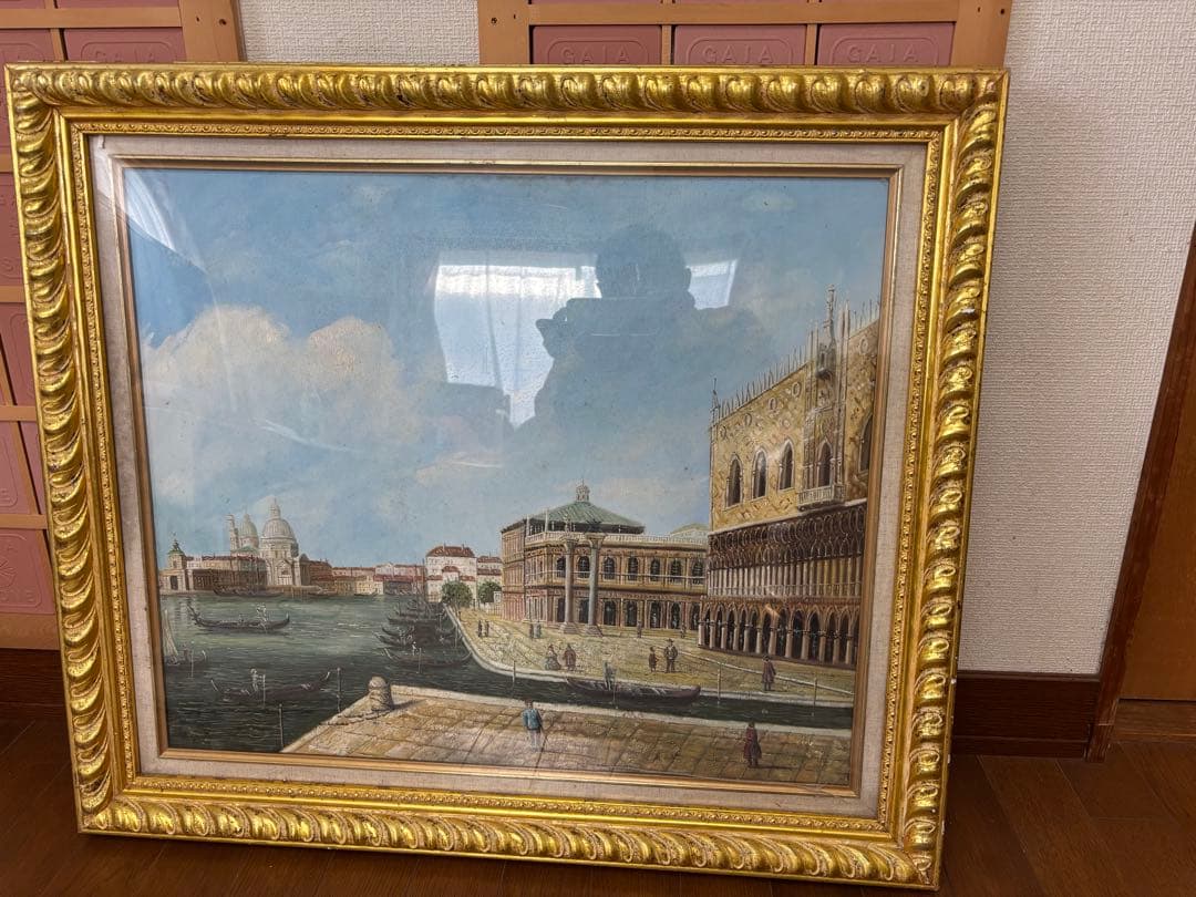 ヴェネツィア風景 　油彩画 　額入り　美術品コレクション
