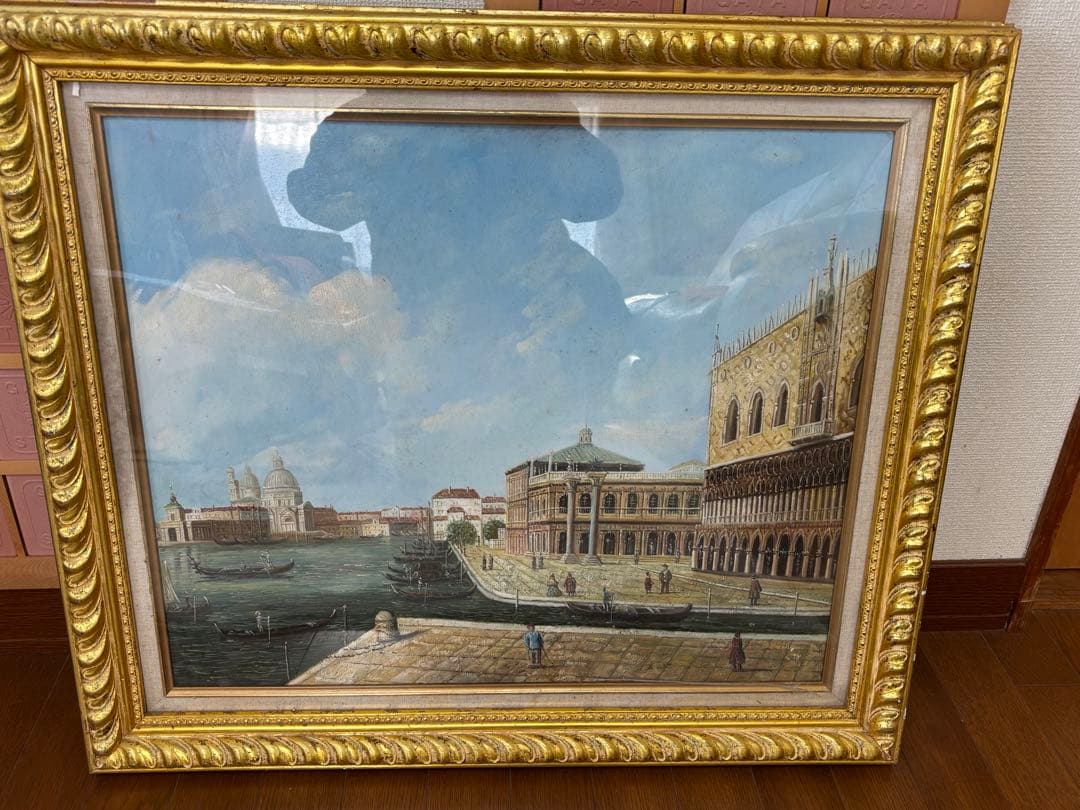 ヴェネツィア風景 　油彩画 　額入り　美術品コレクション