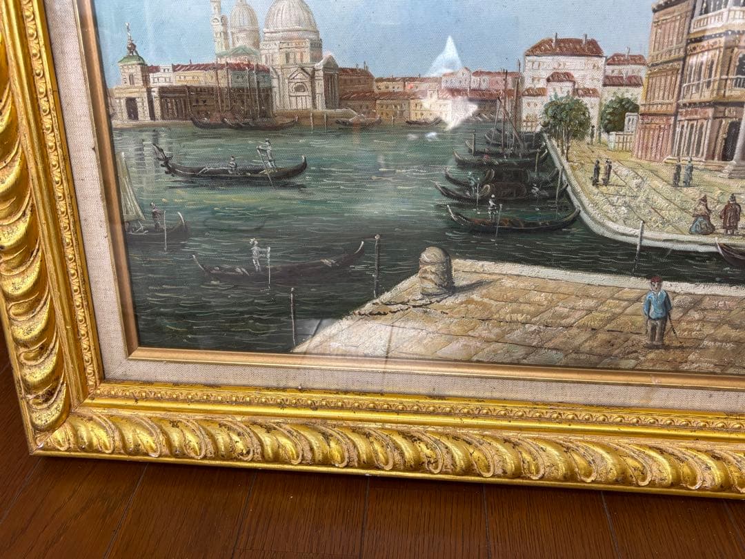 ヴェネツィア風景 　油彩画 　額入り　美術品コレクション