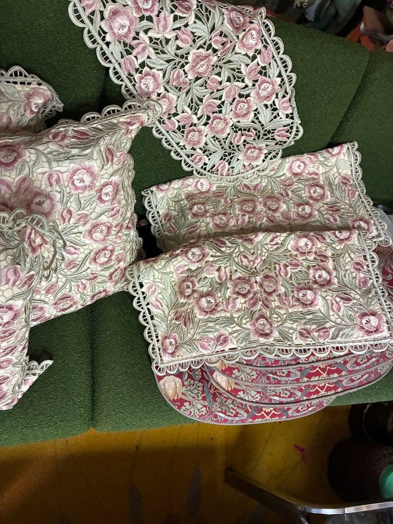 花柄刺繍クッションカバー 6点セット