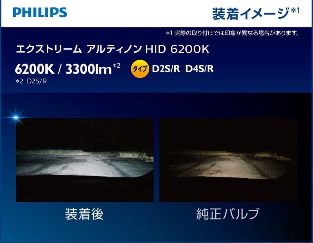 フィリップス ヘッドライトHID 6200K 車検対応 85222XGX2