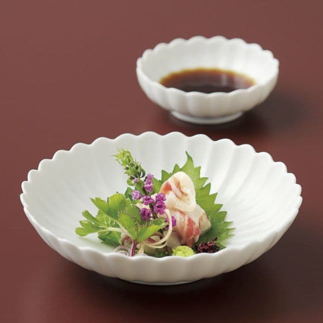 京都 たち吉 菊寿 白菊 菊割 白磁 菊割皿 中皿 深皿 銘々皿 5客揃