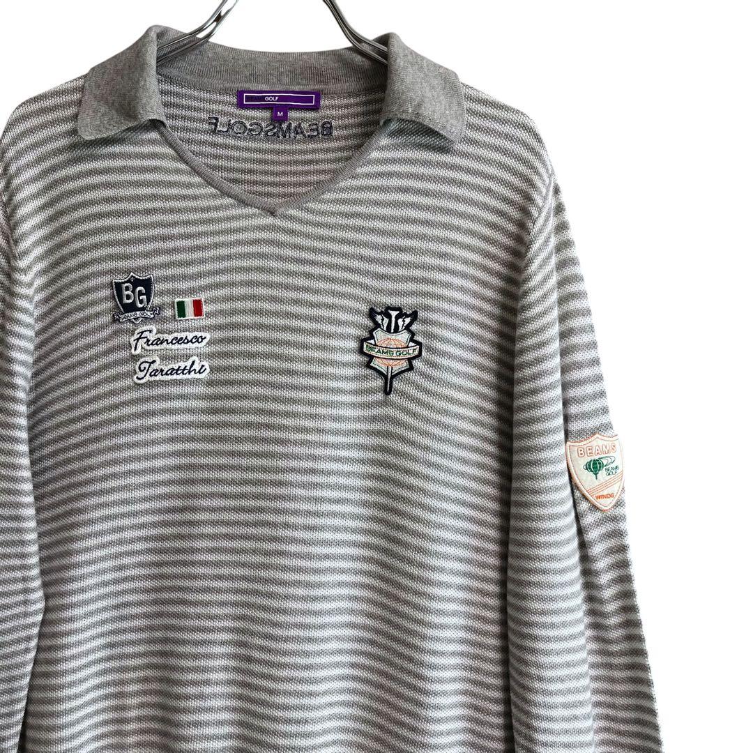 BEAMS GOLF ビームスゴルフ パープルレーベル ボーダー ニット ポロM