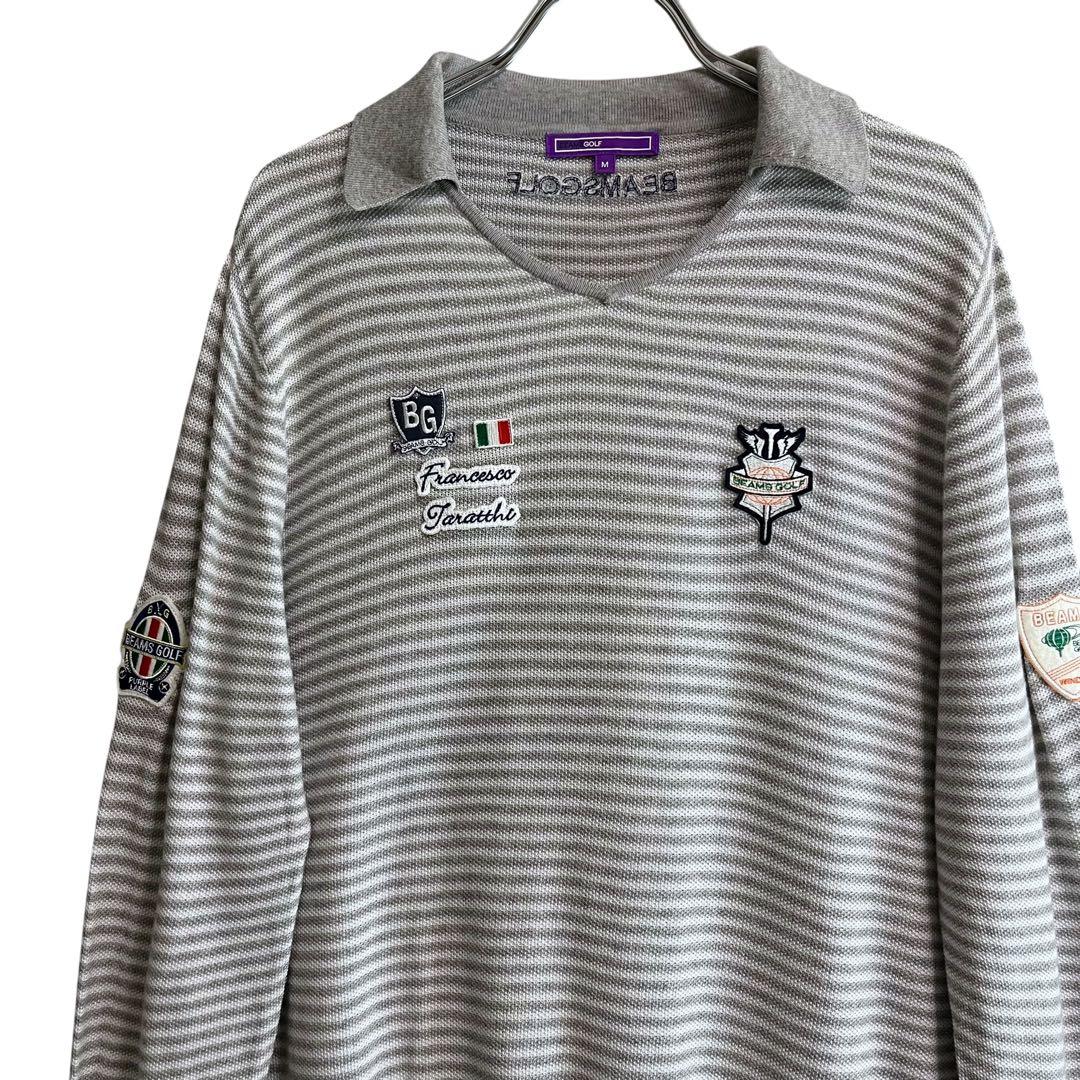 BEAMS GOLF ビームスゴルフ パープルレーベル ボーダー ニット ポロM