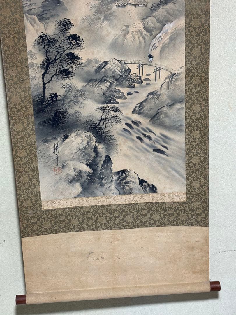 山水画 掛け軸 187×53cm