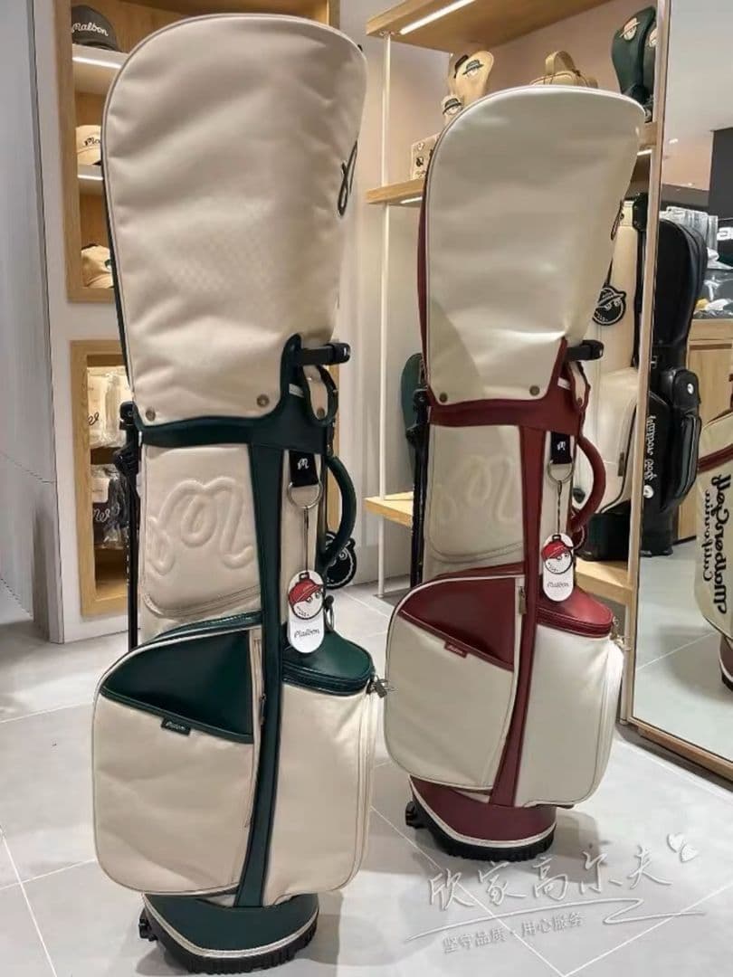 再入荷●Malbon Golf キャディバッグ ベージュワインレッド