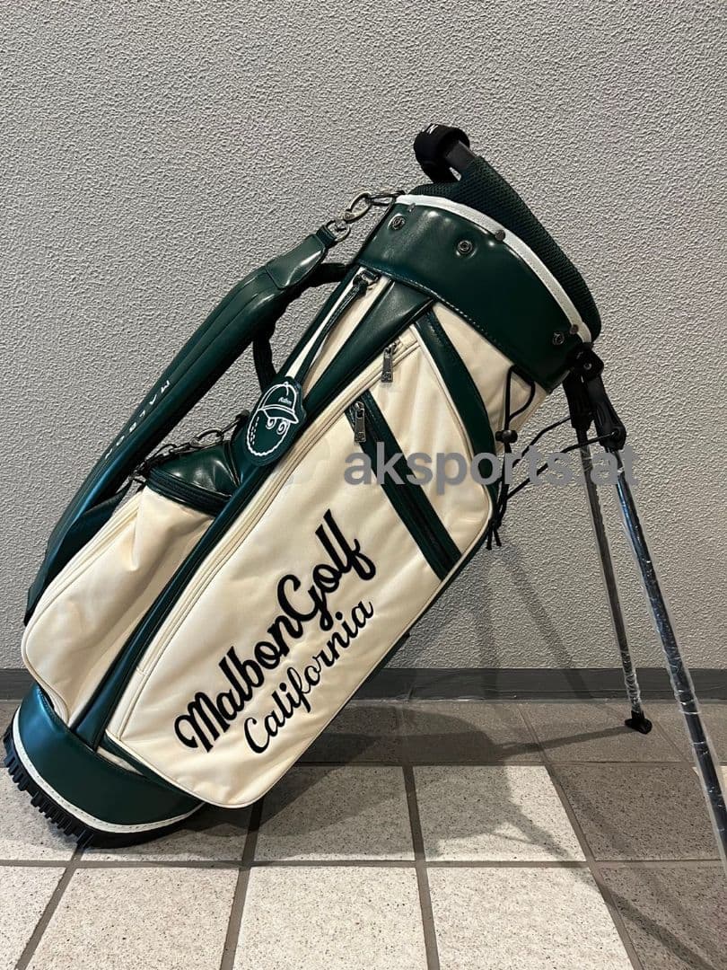 再入荷●Malbon Golf キャディバッグ ベージュワインレッド