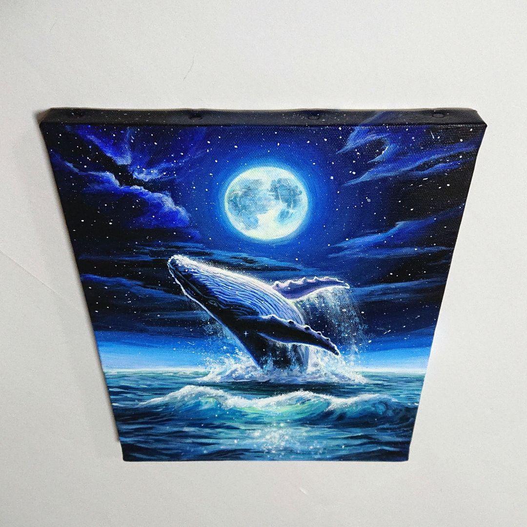 【クジラの夜】アクリル画 F3 風景画 絵画