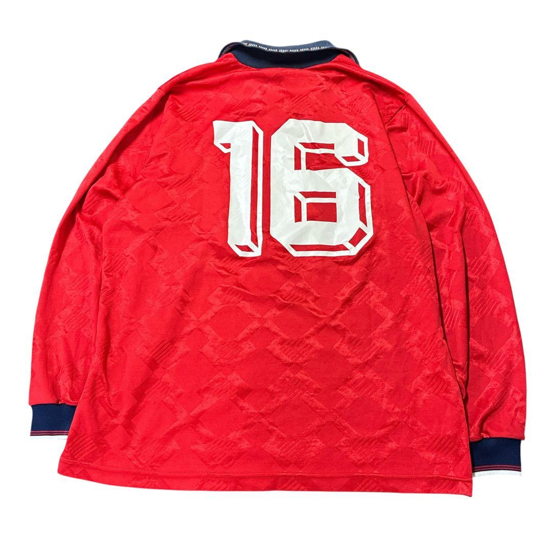 90s UMBRO ゲームシャツ　サッカー　古着　レッド　8La