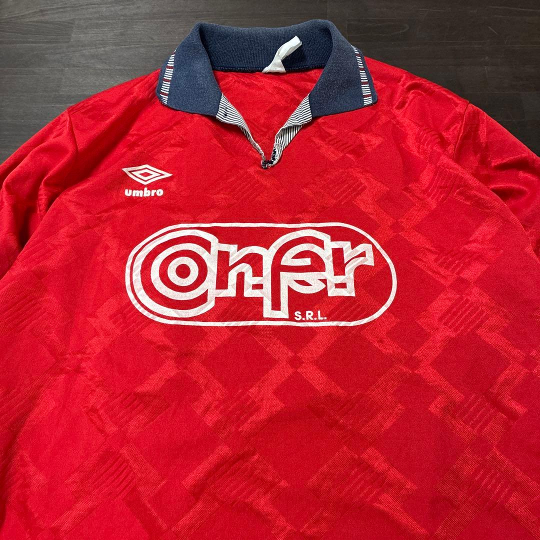 90s UMBRO ゲームシャツ　サッカー　古着　レッド　8La