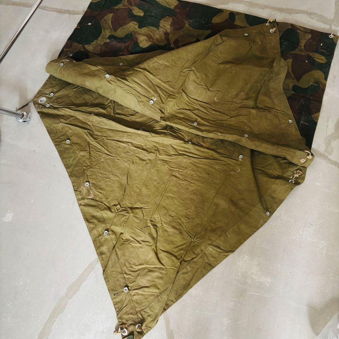 ⑱ベルギー軍実物 50s ブラッシュストロークカモ テント 軍幕 パップテント