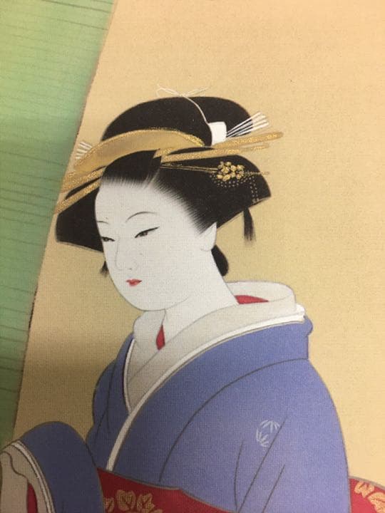 夏の夕 カヤの外は アジサイの花  夏らしい日本画版画47センチ×22センチ