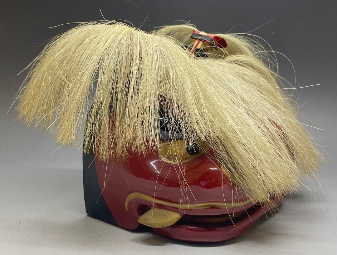 獅子舞　獅子頭　木彫　漆塗　s2552