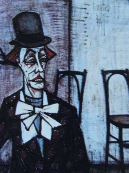 ベルナール・ビュッフェ、二人の道化師、希少画集画、新品額装付